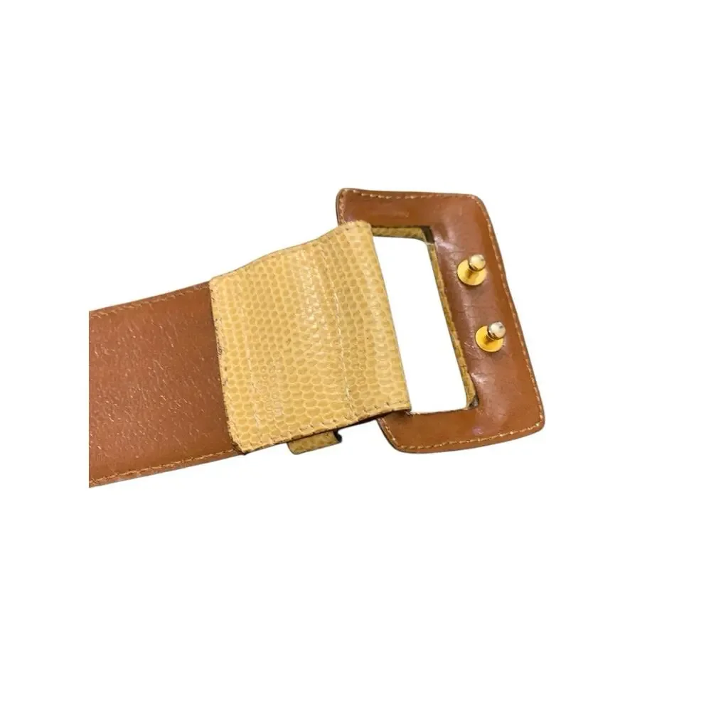 Empori Armani Women’s Wide Corset Style Leather‎ Reptile Yellow Gold 75/30 Italy